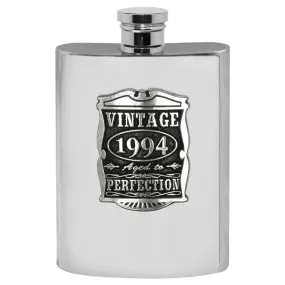 30th Birthday or Anniversary Gift 1994 Vintage Years Pewter Hip Flask