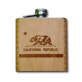 6 oz. Wooden Hip Flask (California Republic Flag in Mahogany)