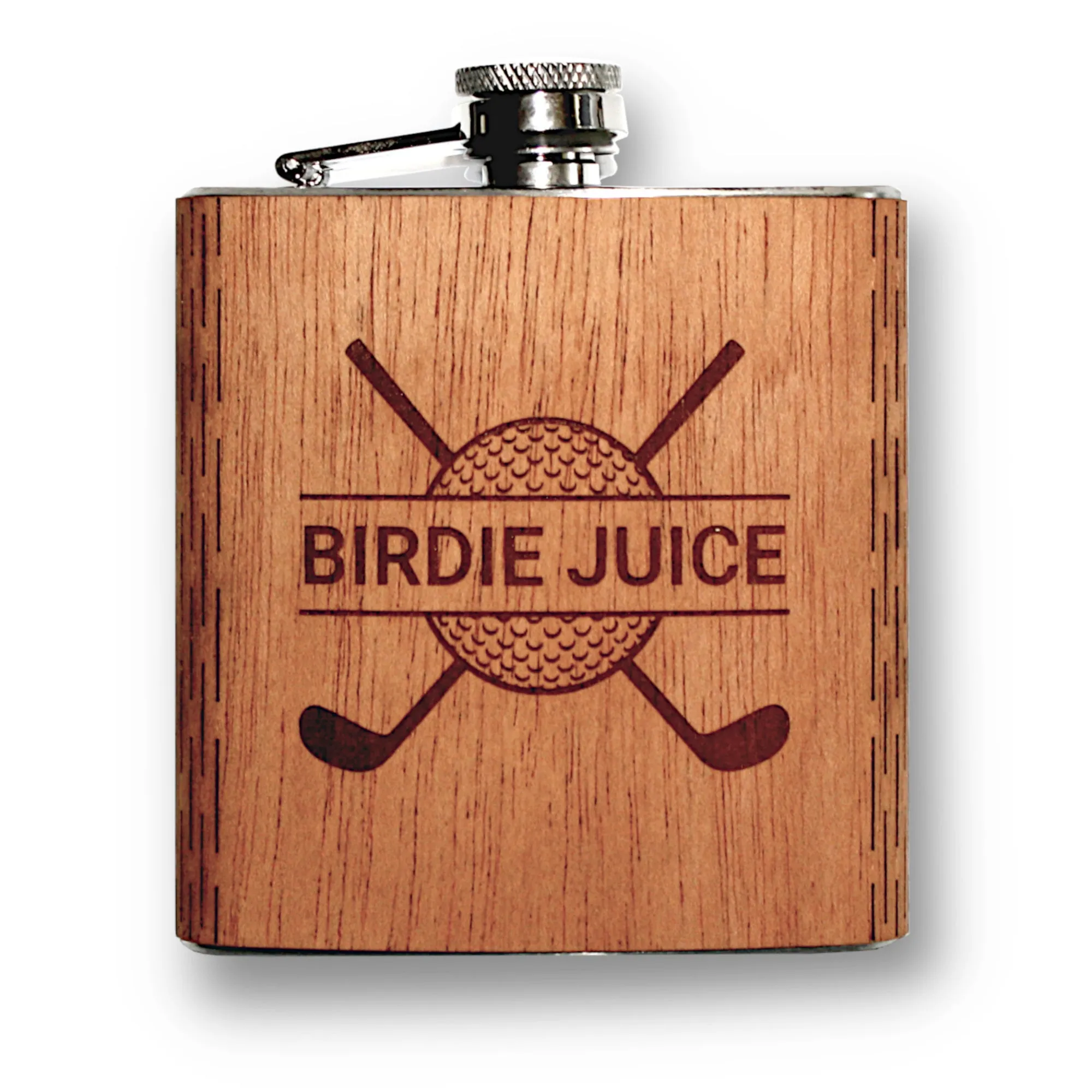 6 oz. Wooden Hip Flask (Tee-Time Collection)