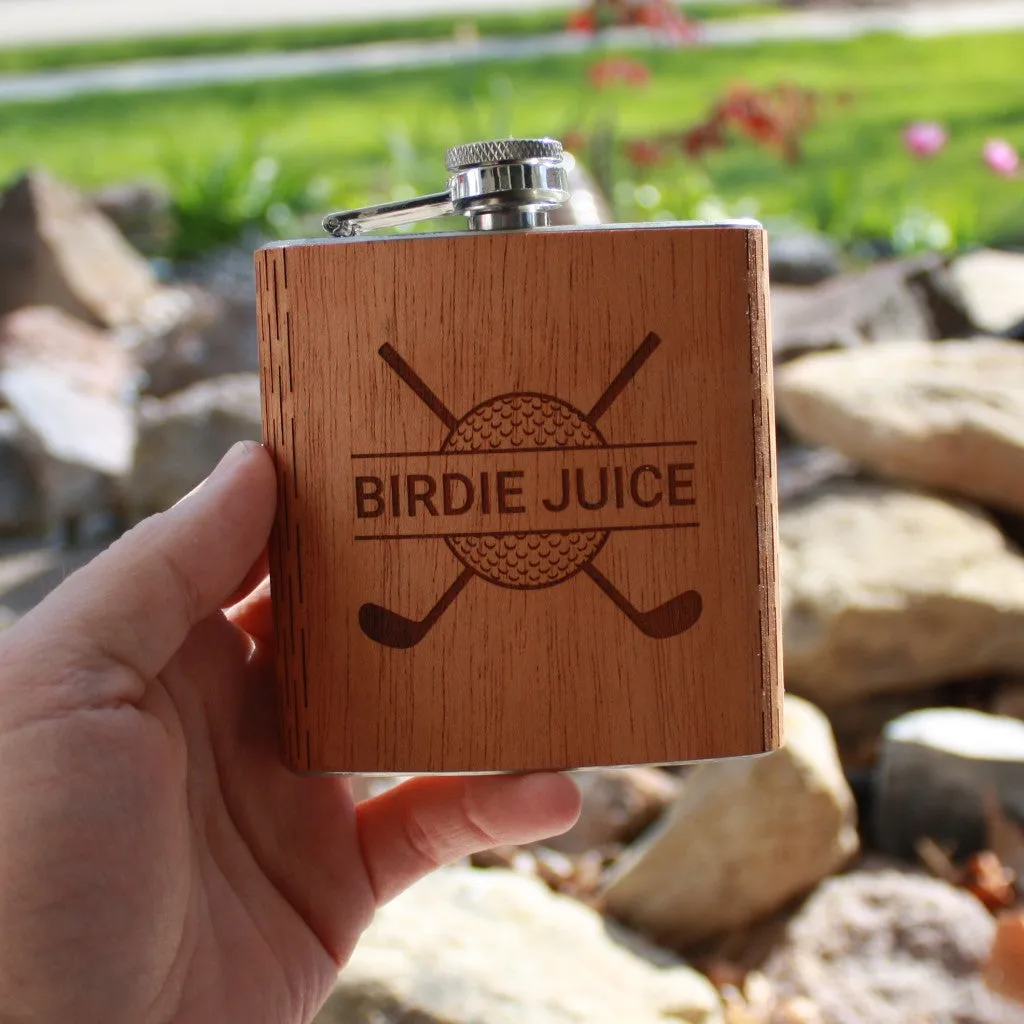 6 oz. Wooden Hip Flask (Tee-Time Collection)