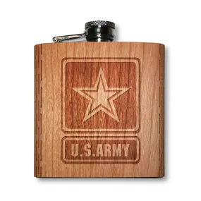 6 oz. Wooden Hip Flask (US Military Collection)