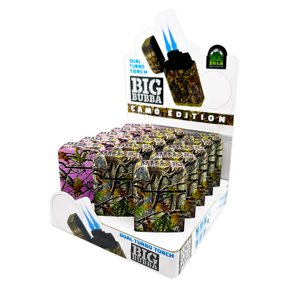 Big Bubba Camo Dual Torch Lighter - 15 Pieces Per Retail Ready Display 23925