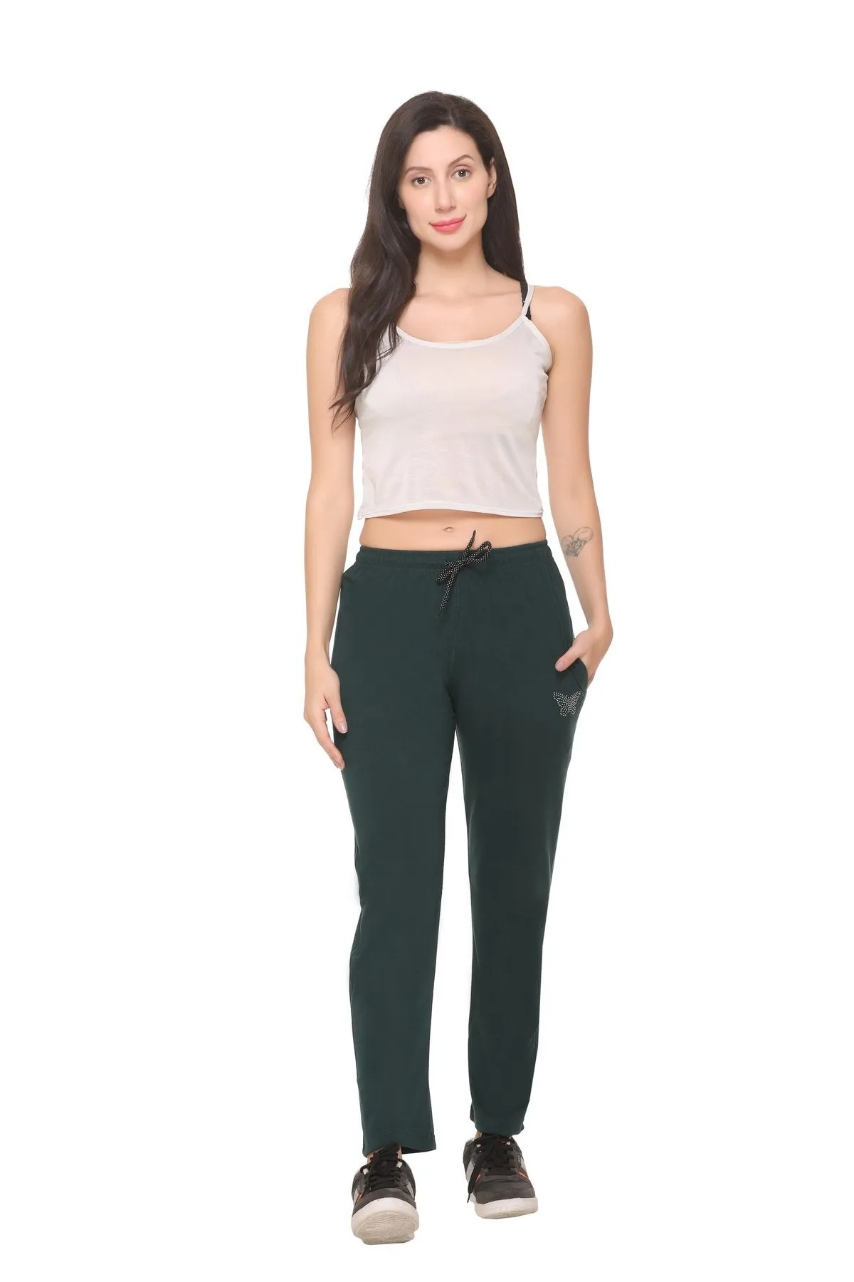 Cotton Track Pants For Women Pack of 2 (Bottle Green & Wine)