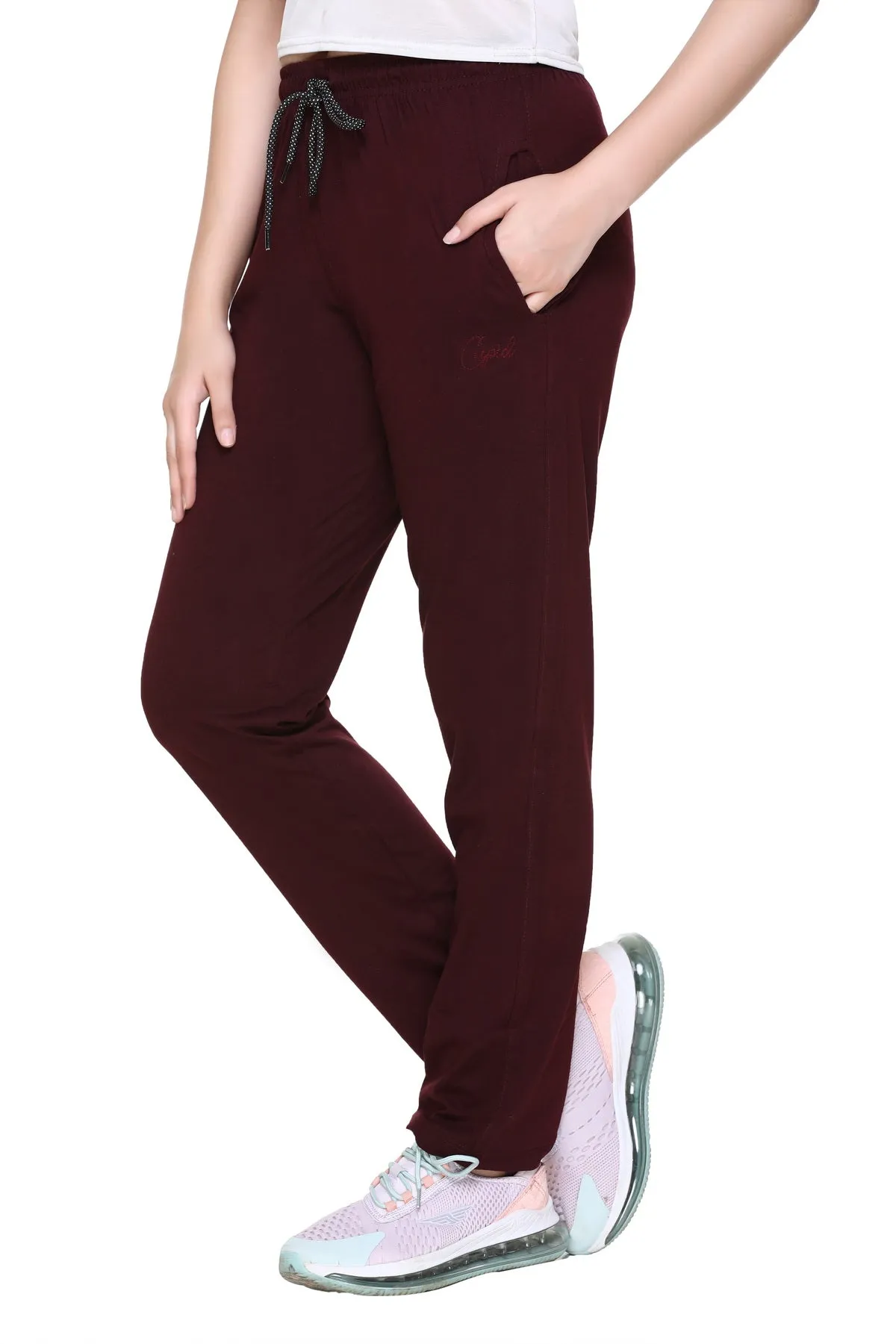 Cotton Track Pants For Women Pack of 2 (Bottle Green & Wine)