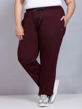 Cotton Track Pants For Women - Wine