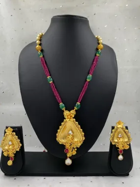 Designer Gold Plated Golden Necklace Set For Women By Gehna Shop