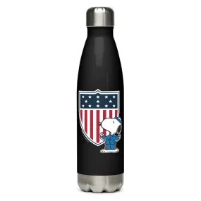 Peanuts Snoopy Flag Champion Badge Stainless Steel Water Bottle