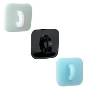 Variety 3 Pack - White, Black and Blue Square Stick-On Hook